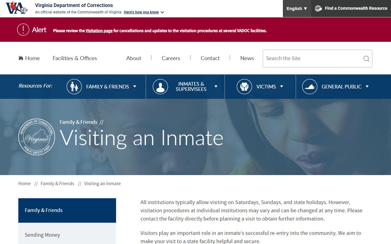 Deerfield Correctional Complex VADOC visitation application rules